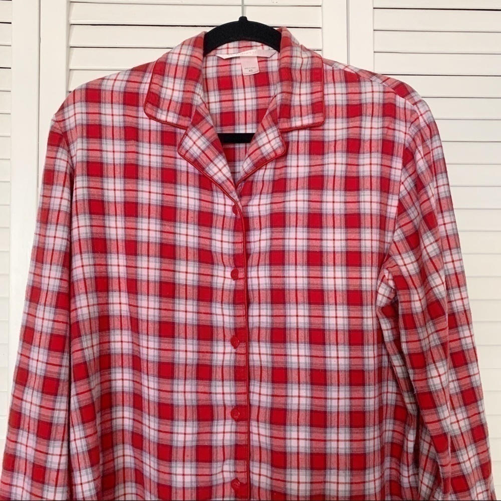 Victorias Secret Red Checkered Plaid Pajama Top XS‌ - Picture 2 of 8